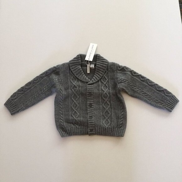NWT Janie and Jack Gray Cable Knit Cardigan - Picture 2 of 4